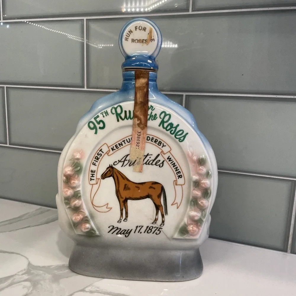 Vintage Jim Beam Decanter Run For The Roses 1st Kentucky Derby Winner 1875